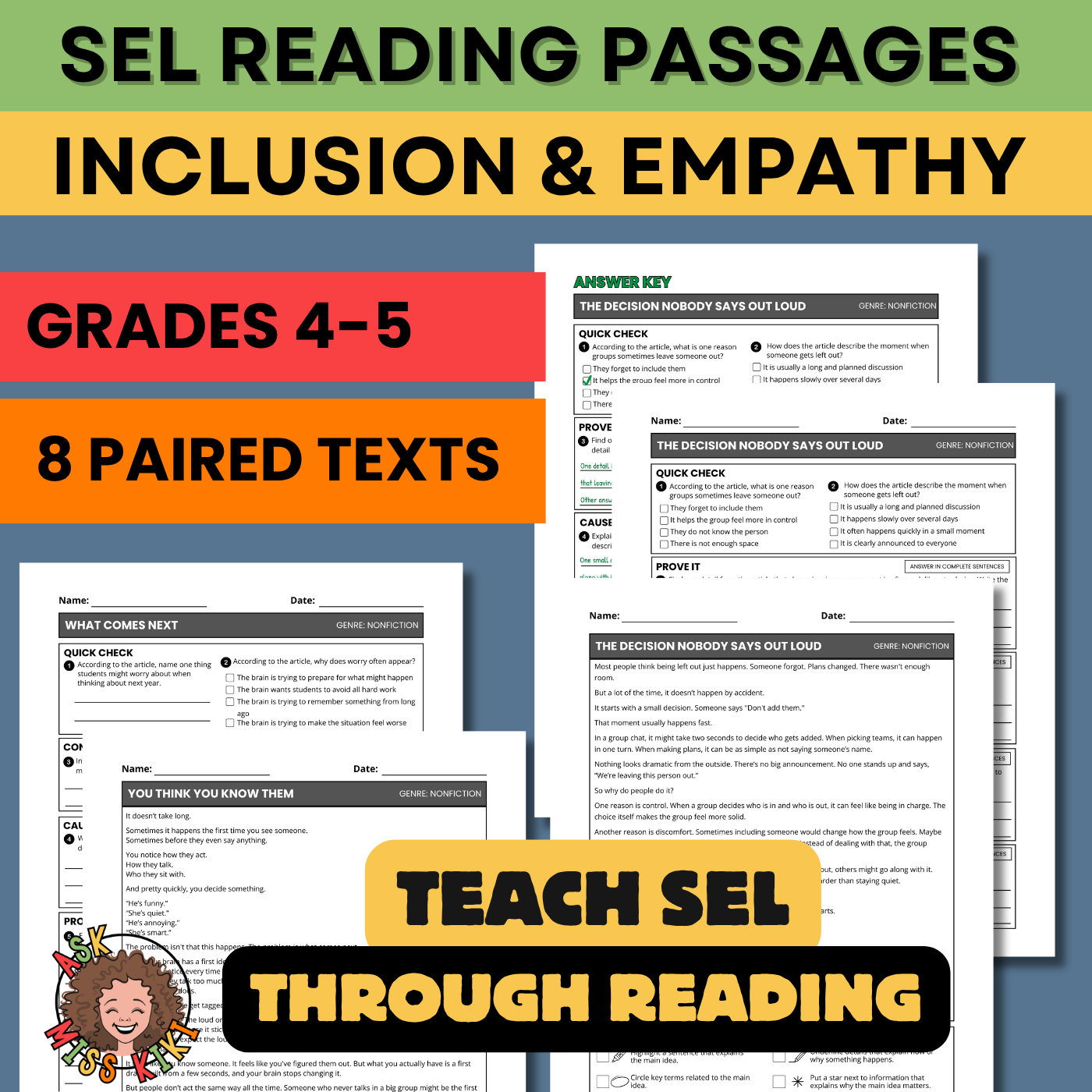 Inclusion & Belonging reading comprehension resource