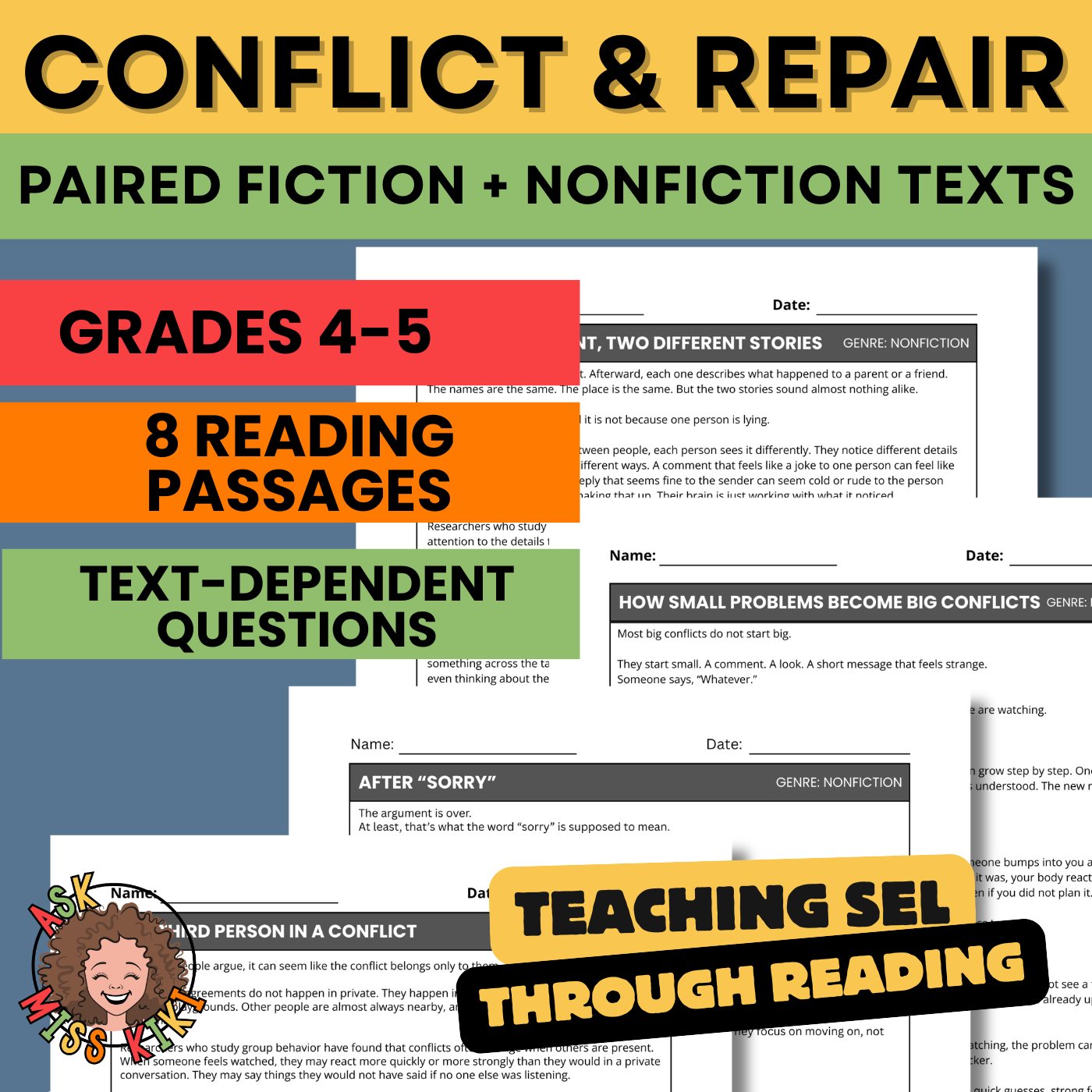 Conflict & Repair reading comprehension resource