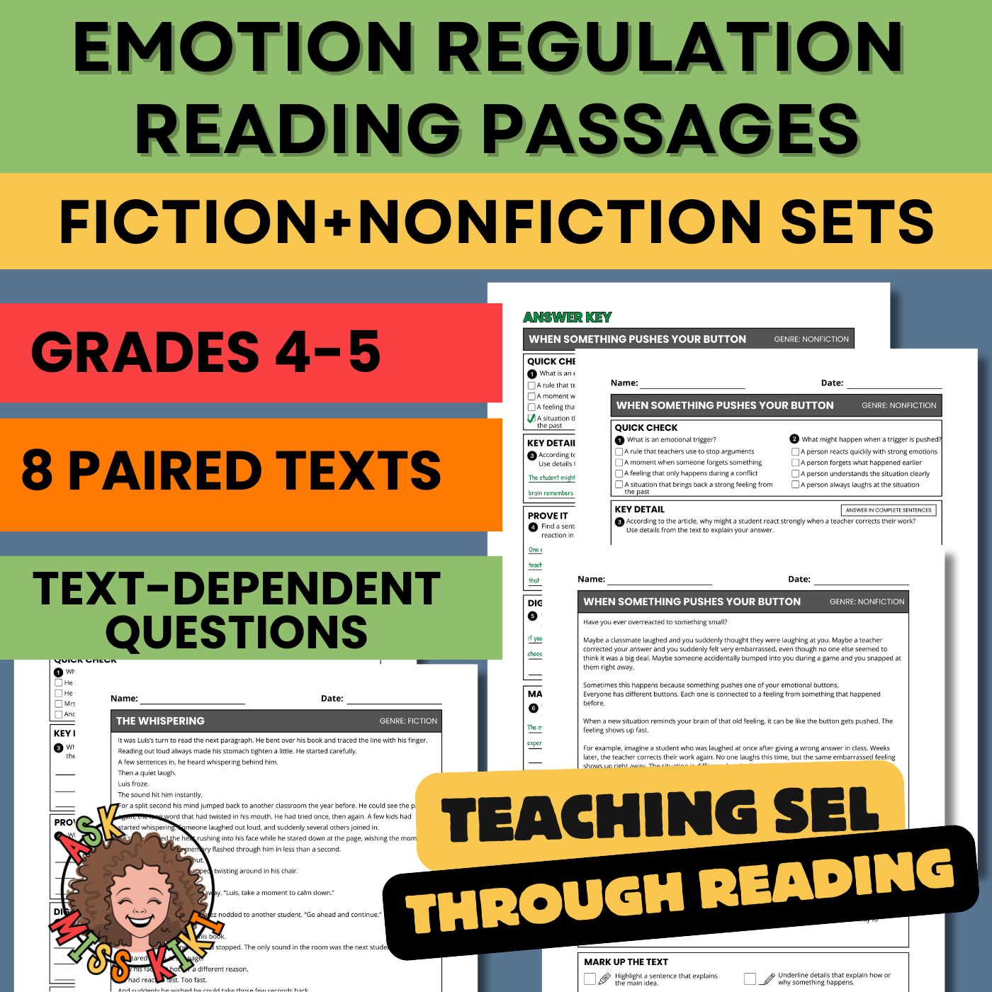 Emotion Regulation reading comprehension resource
